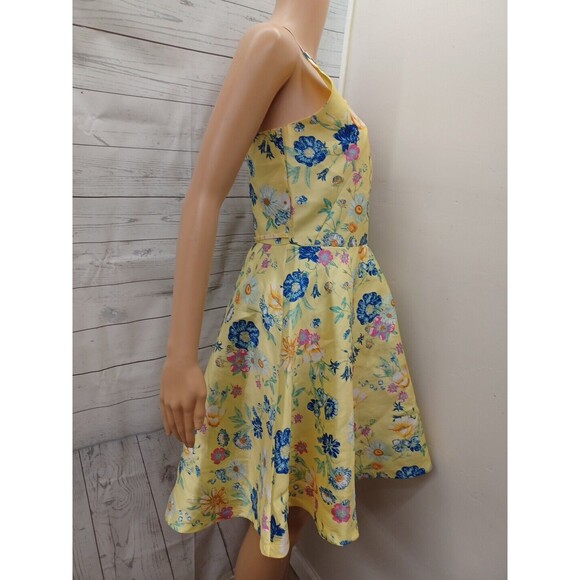 TAHARI Sundress Yellow Blue Pink Floral Spaghetti Strap Size 14/16 - Picture 5 of 11